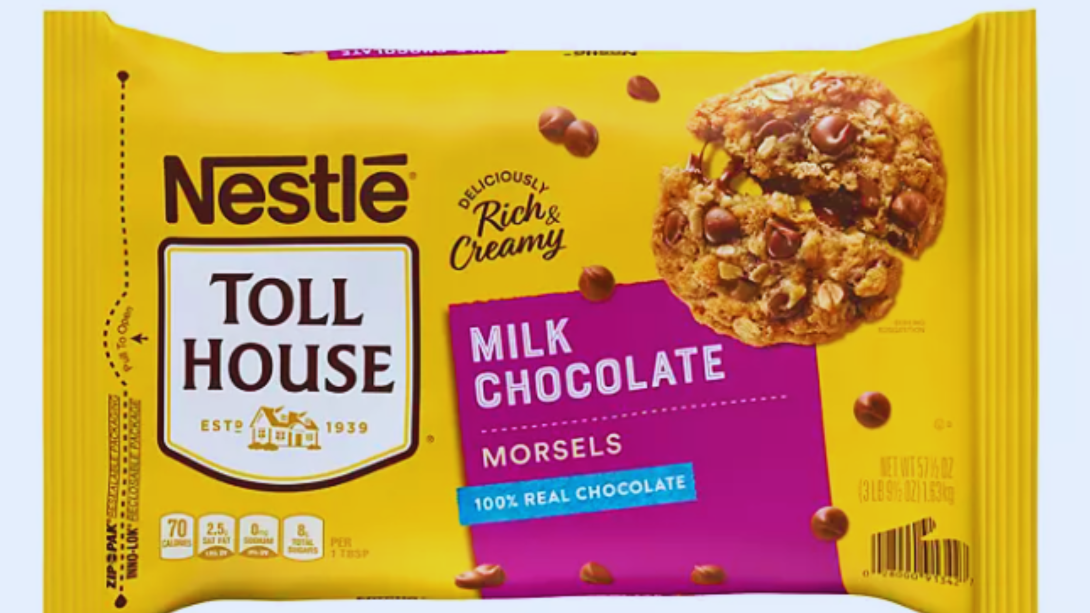 Nestlé Toll House Milk Chocolate Morsels 57.5 oz. Bag